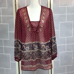 TravelSmith M Sheer tunic with sequined paisleys